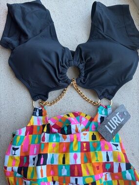 Lure Fitness Chain Brazilian Bodysuit Special Edition with Carnival Wine Bottles
